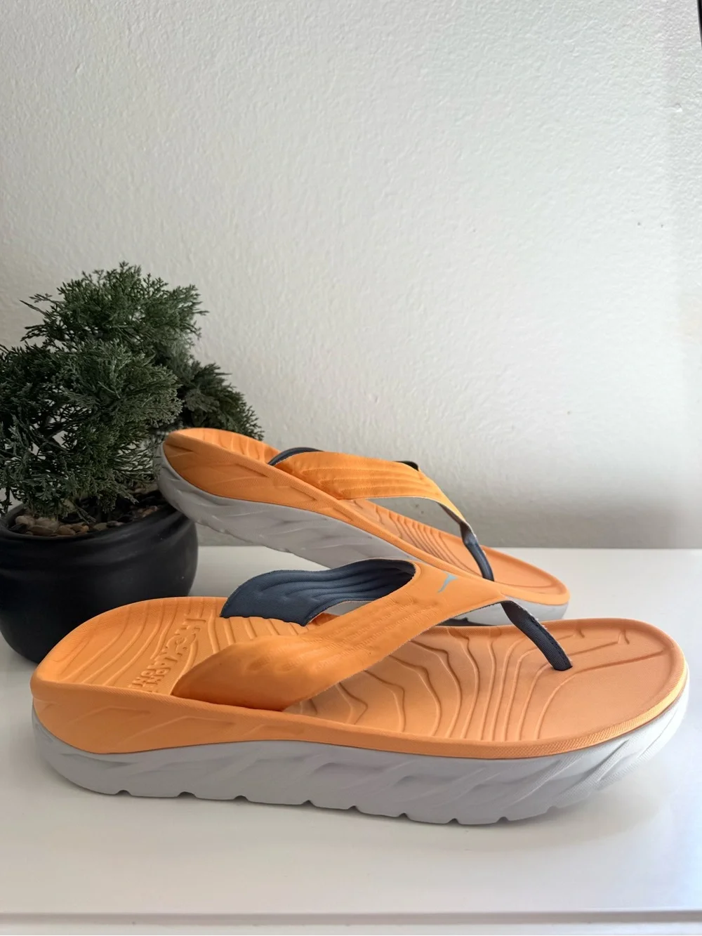 Hoka Ora recovery flip men size 11 orange  and Gray Men’s Thong Sandals - Picture 2 of 5